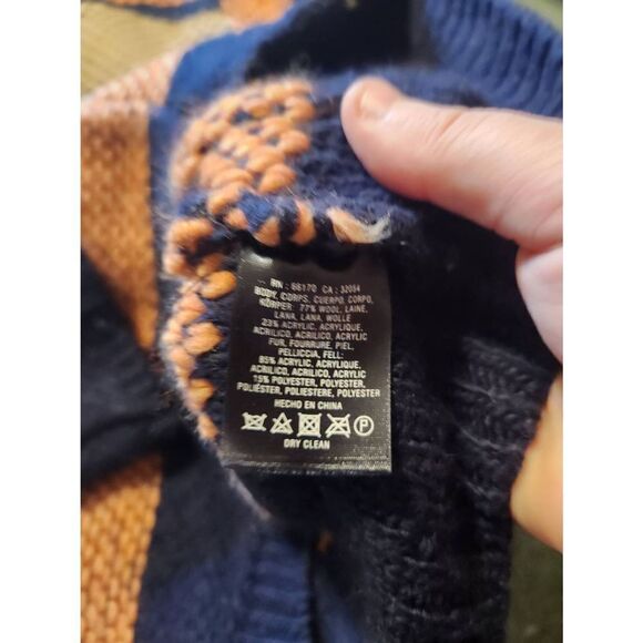 Anthropologie Sparrow Latitudes Wool Blend Faux Fur Neckline Zip Up Sweater sz X - Picture 3 of 4